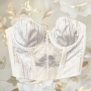 Lady Manhattan Vintage Bustier Bra Corset Top White 36B M Medium